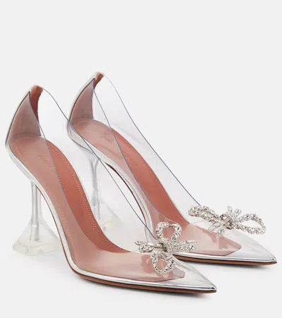 Amina Muaddi Rosie Glass Pointed Toe Pump In Clear