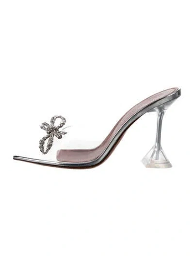 Pre-owned Amina Muaddi Rosie Pvc Slides W/ Tags In Silver