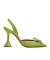 Shop Amina Muaddi Rosie Shoes With Exposed Heels In Green