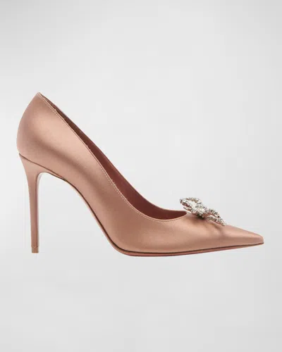 Amina Muaddi Rosie 95mm Bow-detail Pumps In Latte