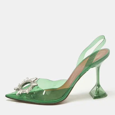Pre-owned Amina Muaddi Rosie Size 40 Green Pvc Slingback Pumps