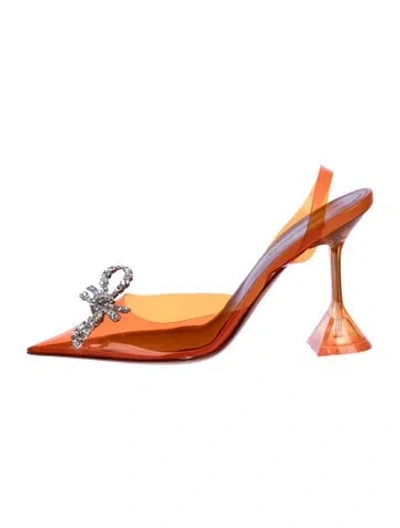 Pre-owned Amina Muaddi Rosie Sling Slingback Pvc Slingback Pumps In Orange