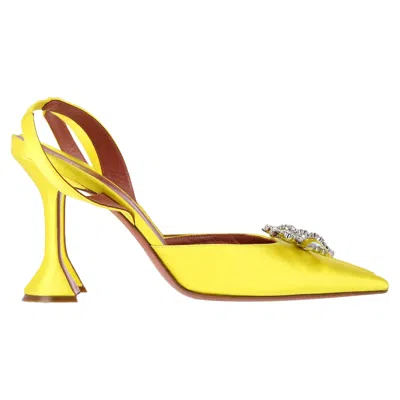Amina Muaddi Rosie Slingback Pumps In Yellow Satin