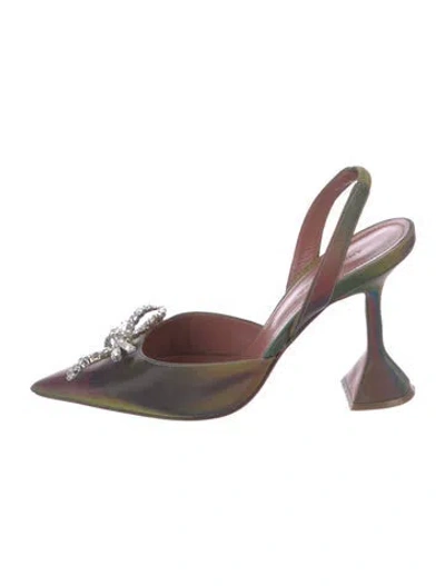 Pre-owned Amina Muaddi Rosie Slingback Vinyl Slingback Pumps In Blue