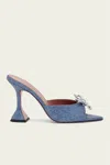 Amina Muaddi Blue Rosie Slipper Heeled Sandals