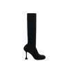 Amina Muaddi Black Veneda Stretch Tall Boots In Black