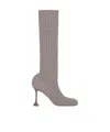 Amina Muaddi Veneda Stretch Knit Boots In Gray