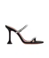 Amina Muaddi Round Toe High Heel Sandals In Black