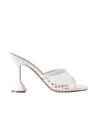 Amina Muaddi Round Toe. Lace-up Front. Stiletto Heel.... In White