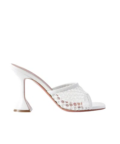 Amina Muaddi Round Toe. Lace-up Front. Stiletto Heel.... In White