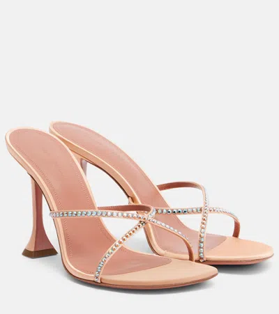 Amina Muaddi Sally Crystal-embellished Satin Mules In Multi
