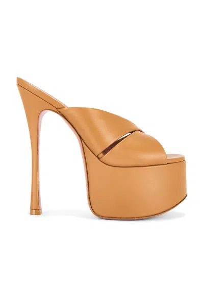 Amina Muaddi Salma 155 Nappa Slipper Mule In Latte