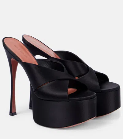 AMINA MUADDI SALMA 155 SATIN PLATFORM MULES