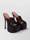 Amina Muaddi Salma 60 Satin Slipper With High Thin Heels In Black