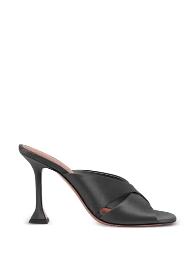 Amina Muaddi Salma Criss Cross Silk-heeled Sandals In Black