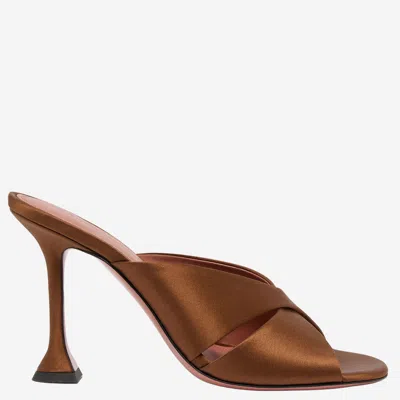 Amina Muaddi Salma Satin Sandals In Burgundy