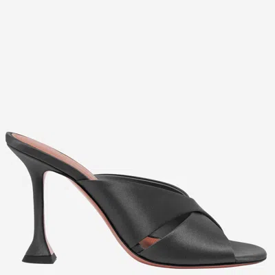 Amina Muaddi Salma Satin Sandals In Black