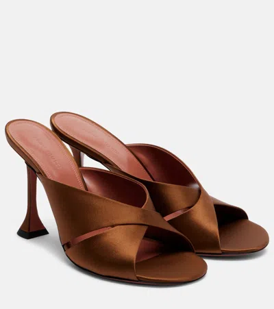 Amina Muaddi Salma Satin Mules In Brown