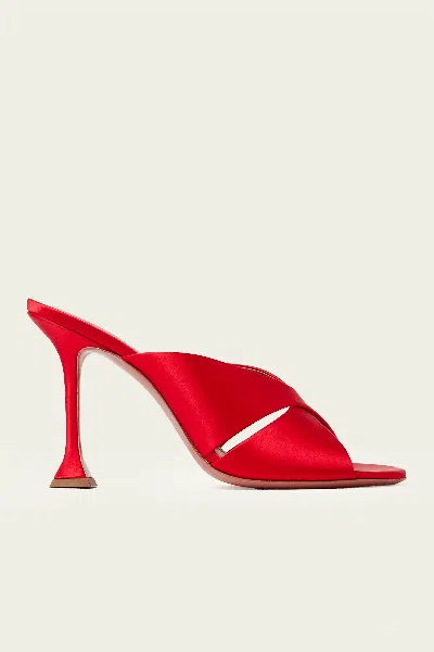 Amina Muaddi Salma Slipper 95 In Red Satin