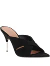 Amina Muaddi Samantha Cross-strap Heeled Mules In Black