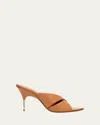 Amina Muaddi Cross-strap Heeled Sandals In Brown