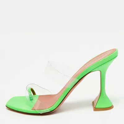 Pre-owned Amina Muaddi Sami Slipper Size 41 Green/transparent Pvc Slide Sandals