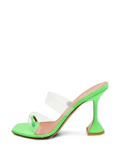 Pre-owned Amina Muaddi Sami Transparent Sandals In Green