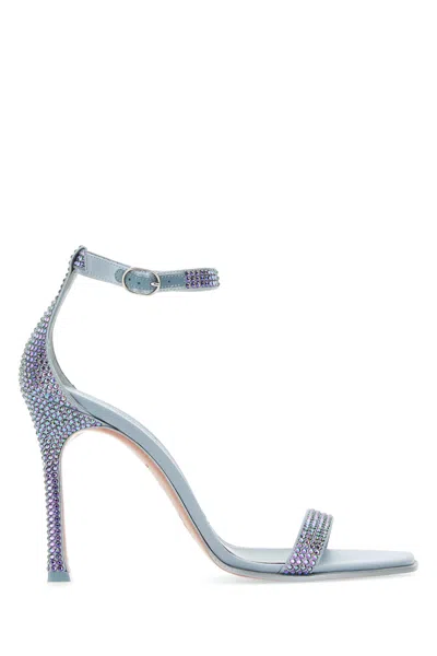 AMINA MUADDI EMBELLISHED SATIN KIM SANDALS