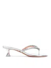 Amina Muaddi Leather Sandals With Crystal-embellished Straps