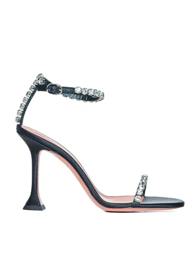 AMINA MUADDI GIGI SANDAL 95 WHITE CRYSTAL-EMBELLISHED BLAC