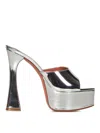 Amina Muaddi Dalida Mirrored-leather Platform Sandals In Silver