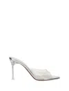 Amina Muaddi Ssense Exclusive Transparent Alexa Glass 105 Heeled Sandals In White