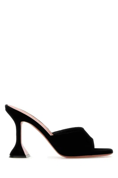 Amina Muaddi Black Slip On Heels