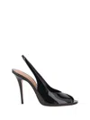 Amina Muaddi Kristina 105 Patent Leather Peep-toe Pumps