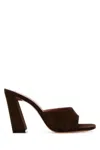 Amina Muaddi Dark Brown Nappa Leather Brigitte Mules