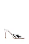 Amina Muaddi Alexa 95 Metallic Leather Mules In Silver