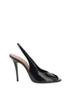 Amina Muaddi Kristina 105 Patent Leather Peep-toe Pumps In Black
