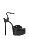 Amina Muaddi Aya 155 Patent Leather Platform Sandals In Black