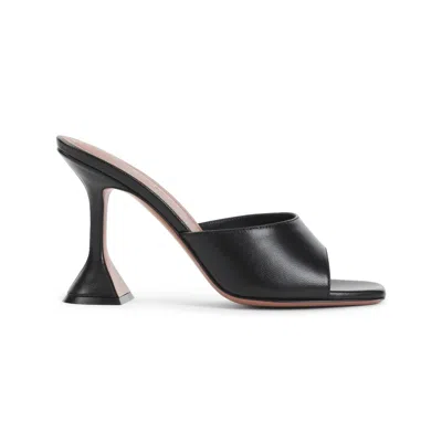 Amina Muaddi Square Toe High-heeled Sandals In Black