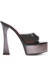 Amina Muaddi Dalida Glass 140mm Translucent Platform Mules In Black