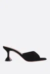 Amina Muaddi Lupita Suede Pedestal Mule Sandals In Black