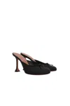 Amina Muaddi Lila Grosgrain-trimmed Satin Mules In Black