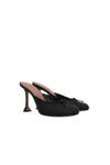Amina Muaddi Lila Grosgrain-trimmed Satin Mules In Black