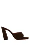 Amina Muaddi Dark Brown Nappa Leather Brigitte Mules In Brown
