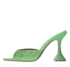 Amina Muaddi Woman Sandals Light Green Size 10 Textile Fibers In Verde Blu E Verdi