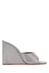 Amina Muaddi Sandals With Embellished Heels In Grey
