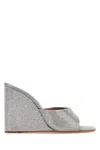 Amina Muaddi Sandals With Embellished Heels In Grey