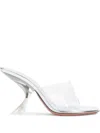 Amina Muaddi Metallic Open-toe Sandals With Sculptural Heel In Gray