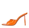 Amina Muaddi Woman Sandals Orange Size 10 Soft Leather In Arancio Vivaci