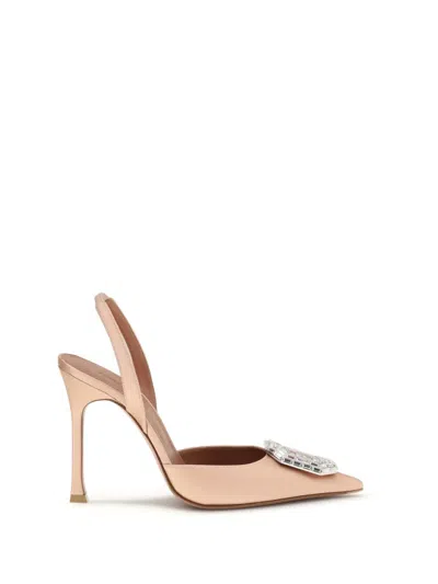 Amina Muaddi Multicolor Calf Leather Bos Taurus High Heel Pumps In Neutral
